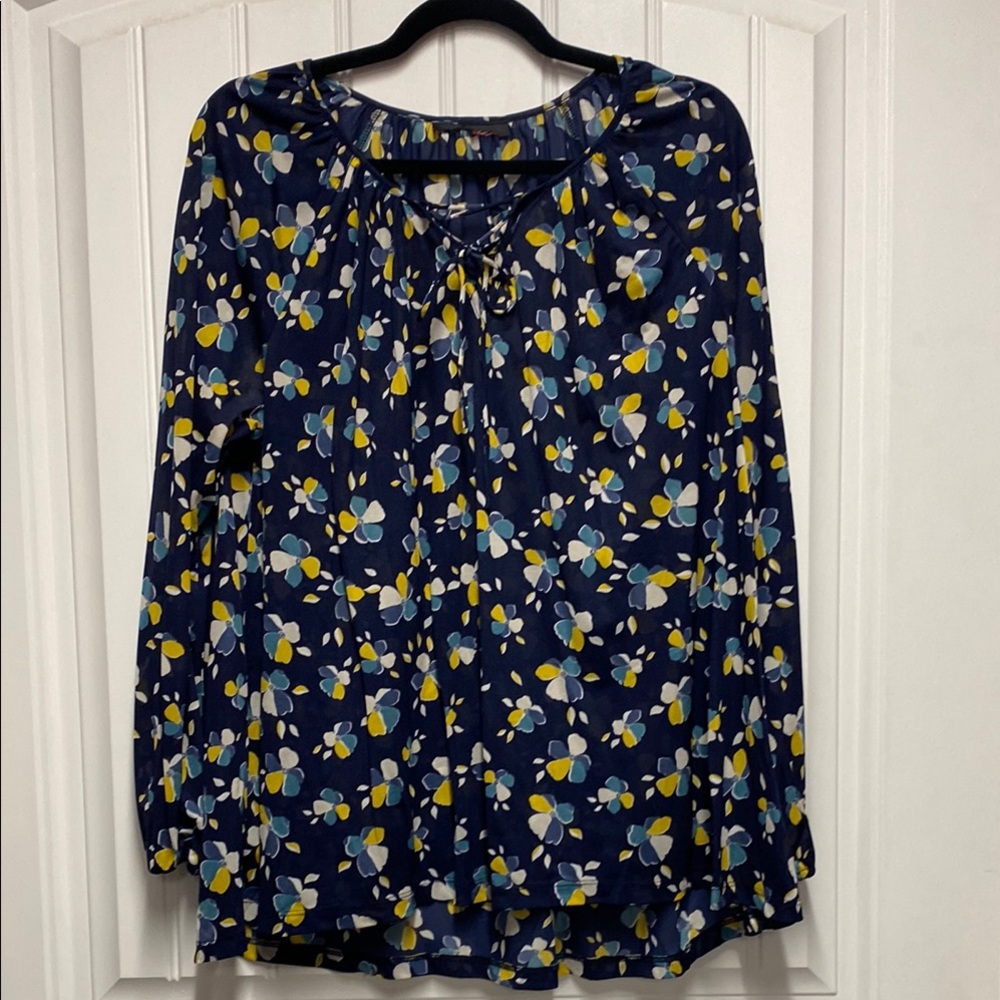 Vibrant Yellow and Blue Blouse Elegant Top